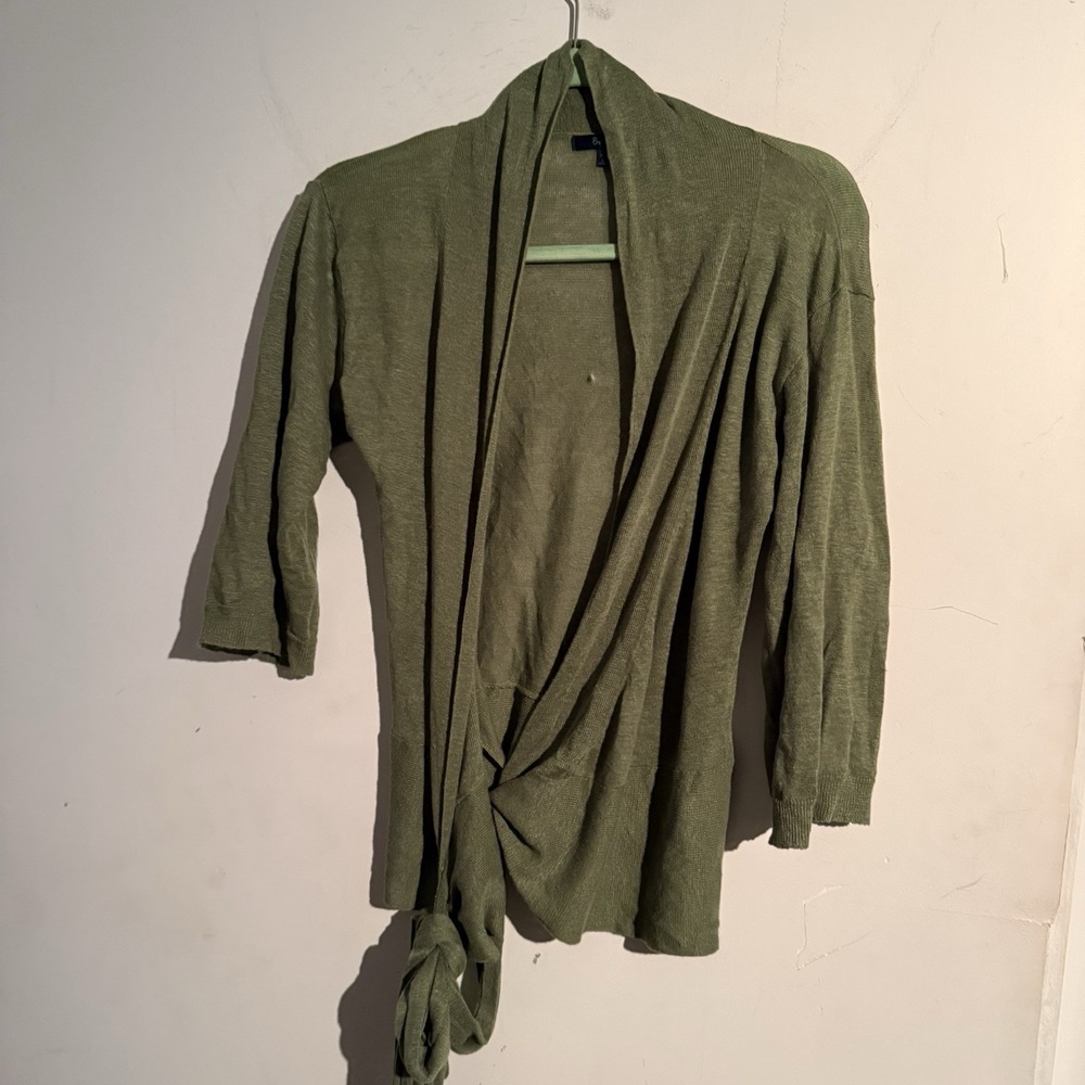 Boden Size 10 Linen Wrap Top Lagenlook Olive Green Solid